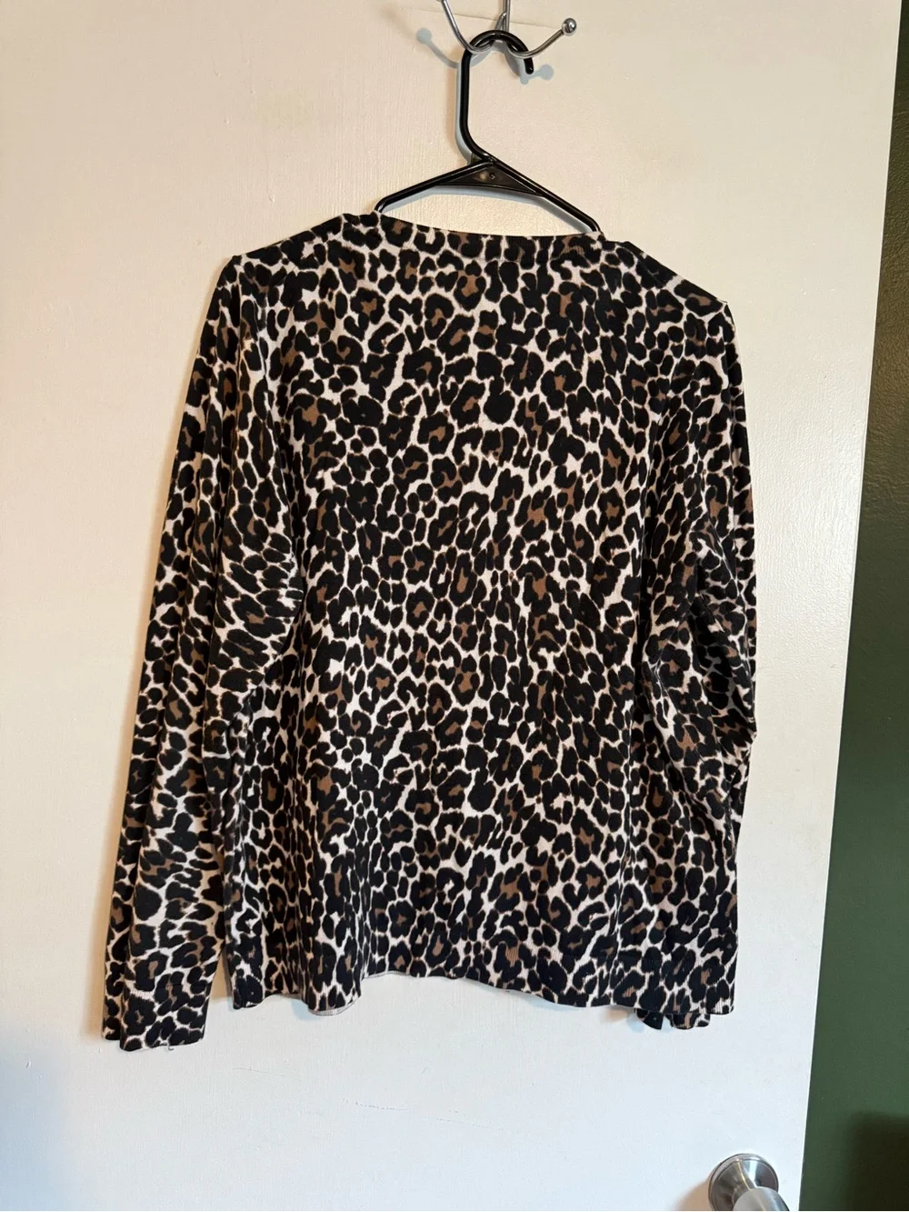 J. Crew leopard print teddie crewneck sweater size XL